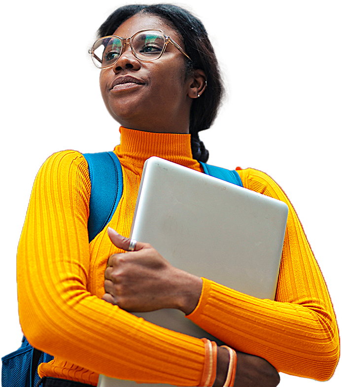 Student holding a laptop
