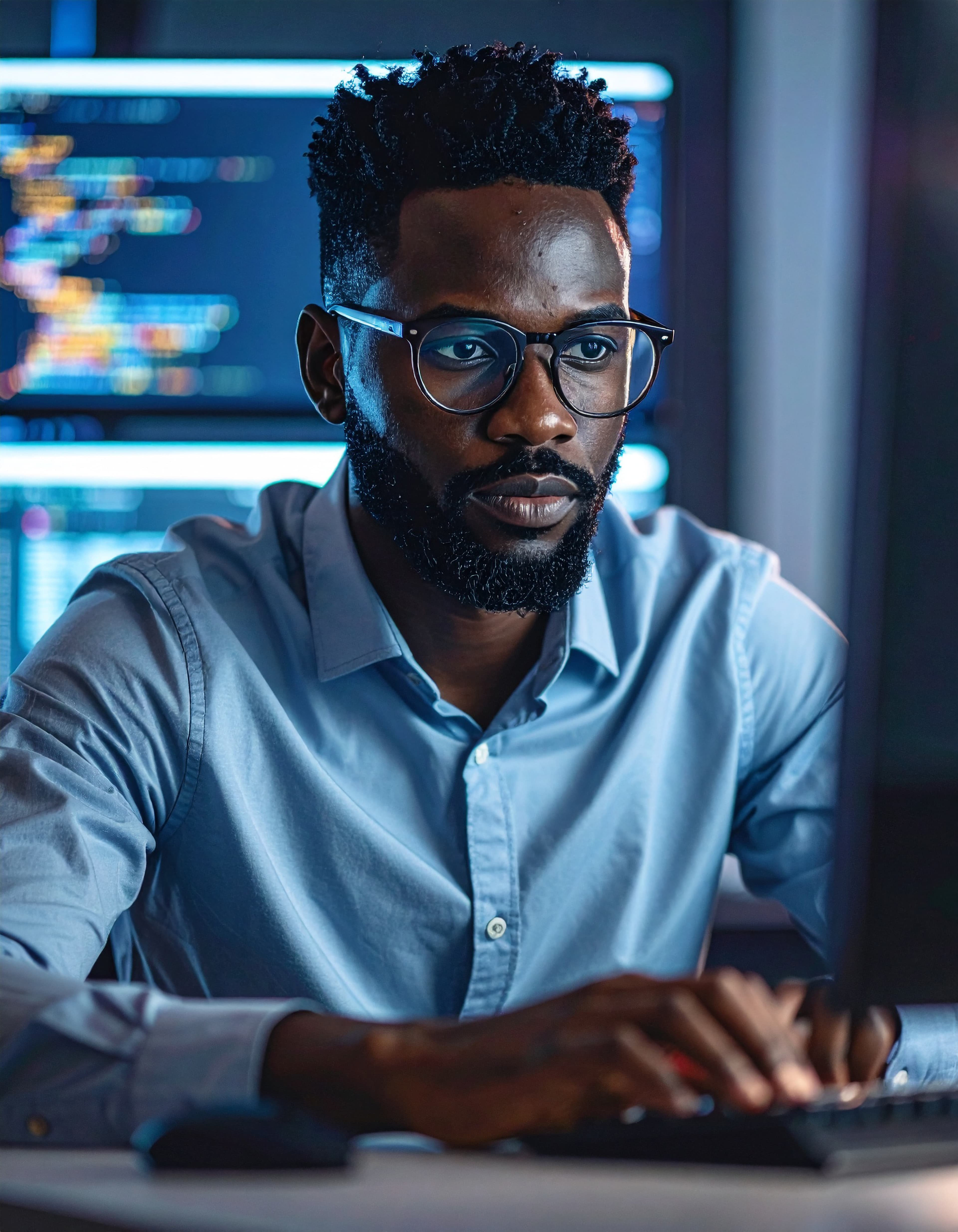 Cybersecurity trainee at work